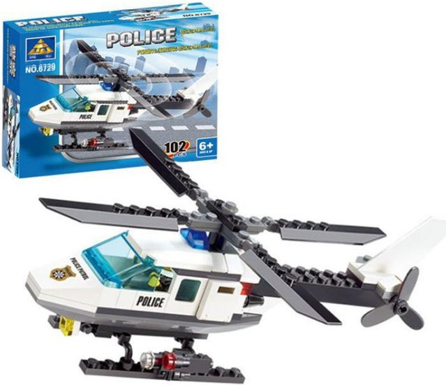Wucifang Bags Polizeihelikopter, Bausteine, 102 Stück, ab 6 Jahren, Grau - Bild 1