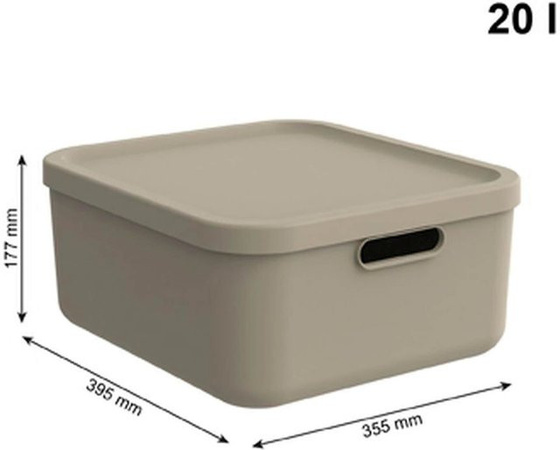 Rotho Babydesign Aufbewahrungsbox KAYO stapelbar mit Deckel, Braun, Volumen: 20 l, B: 35,5 cm, T: 35,5 cm, H: 17,7 cm