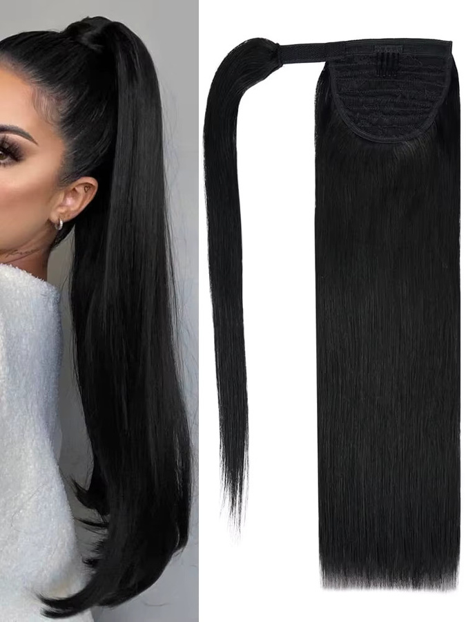 xbeauty Haarteil Clip-in, 100% Remy Haar, lange gerade, Schwarz #1, Damen - Bild 7