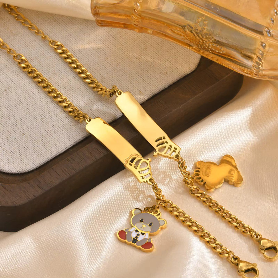 Vnox Armband, Edelstahl, Gold, Kinder, Bären-Charm - Bild 3