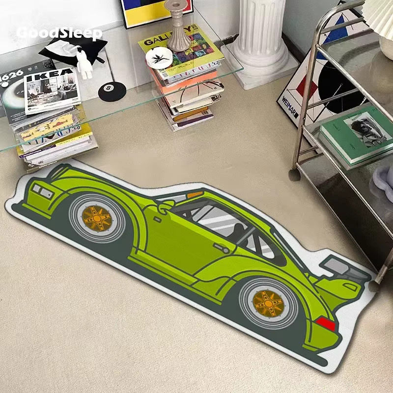 VIKAMA Cartoon-Rennwagen-Teppich als Spielmatte für Kinder, waschbar und langlebig, ideal für Wohnzimmer und Schlafzimmer - Bild 1