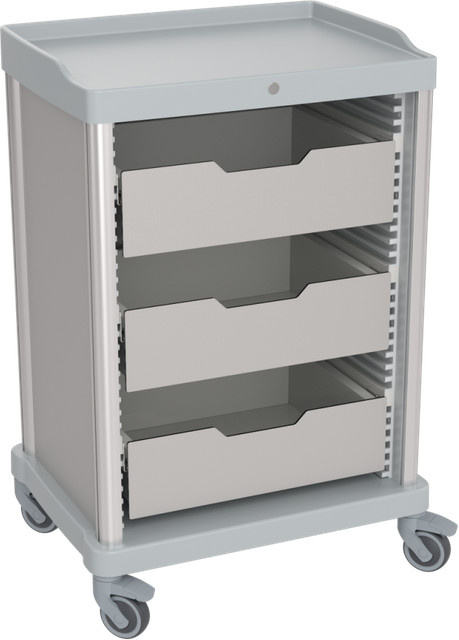 QUATRO Offener Minibarauffüllwagen mit 3 Schubladen in Grau, B: 72 cm, H: 110 cm, T: 57 cm - Bild 1