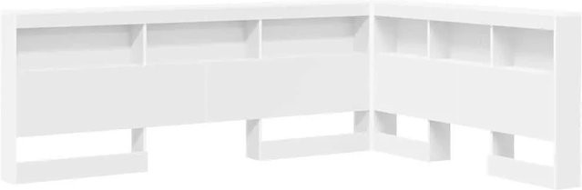 vidaXL Aufbewahrungskopfteil mit Regal und USB-Ladeport in Weiß, modernes Bettgestell aus Holzwerkstoff und Stahl, B/H/T: 152,5 x 76,5 x 76,5 cm - Bild 1