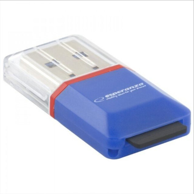 USB-Kartenleser Esperanza EA134B für microSD in Blau - Bild 1