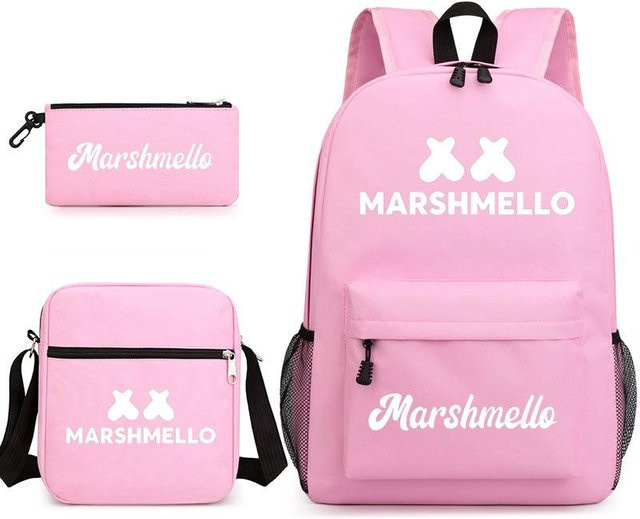 3-teiliges Schulrucksack-Set in Pink aus Oxford-Stoff mit großem Fassungsvermögen inklusive Federmäppchen und Schultergurt - Bild 1
