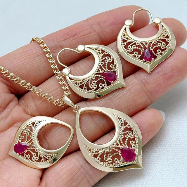 Kinel Schmuckset, 585 Roségold, Kristall, Zirkonia, Damen - Bild 1