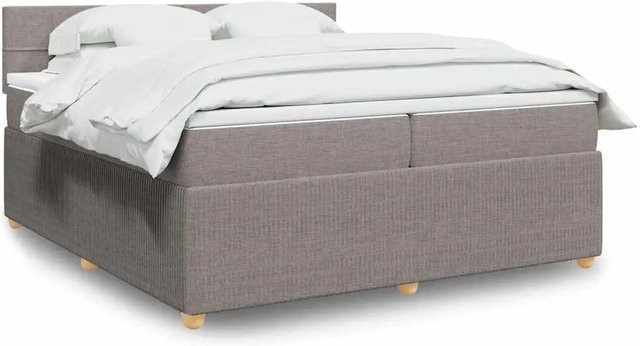 vidaXL Boxspringbett Hybrid mit Matratze und USB-Ladeport in Taupe, B/T: 200 x 200 cm - Bild 1