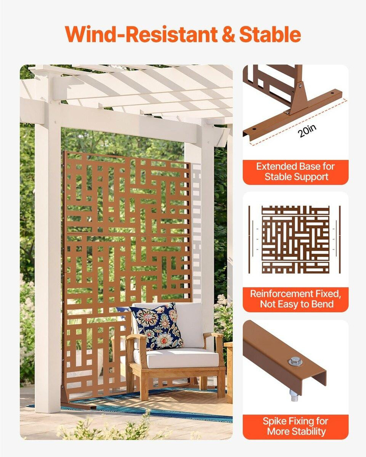 Buying Solutions, MB Metall Sichtschutz Paravent Braun für Outdoor B/H/T: 47 x 193 x 50,8 cm - Bild 5