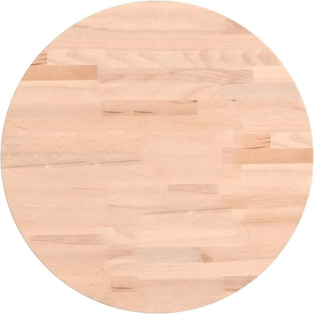 vidaXL Tischplatte Rund aus Massivholz Buche, Farbe Beige/Braun, Durchmesser: 40 cm, Höhe: 1,5 cm - Bild 1
