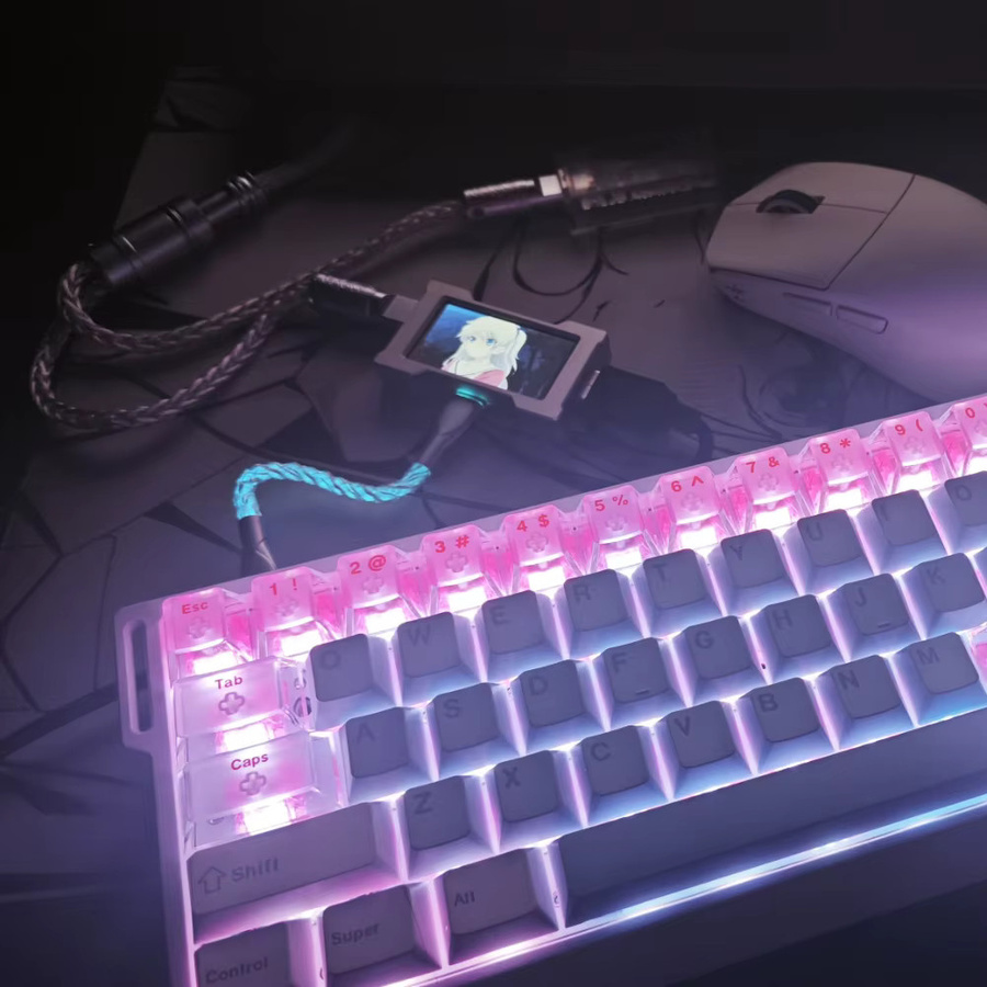 HMLAB ZNEO Gaming USB-Hub mit 2-zu-3-Port, 8K Hz Geschwindigkeit, unabhängiger Stromversorgung und eingebautem Bildschirm für deinen Gaming-Schreibtisch - Bild 2