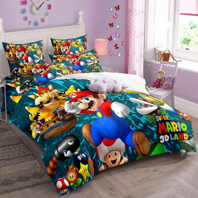 Paslu Bettwäsche-Set Mario Super Bros mit Bettbezug und Kissenbezug, Mehrfarbig, Breite: 172 cm, Länge: 218 cm - Bild 1