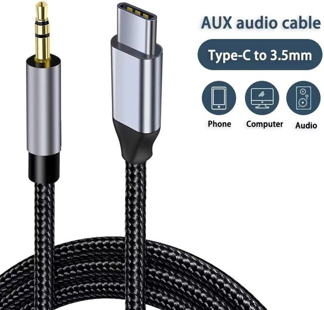 Mrgabwte USB-C auf 3,5 mm Klinke Audiokabel in Schwarz für iPhone 16 Pro, Xiaomi und Huawei - Bild 1