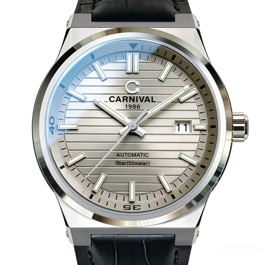 Carnival Mechanikuhr, Edelstahl, Silber, Saphirglas, Herren - Bild 3