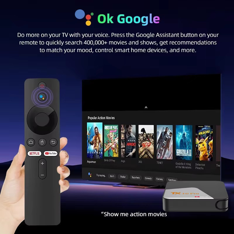 TX10 PRO Smart TV Box AIIwinner H313 mit Android 13, 8K Auflösung, Dual WLAN 2.4G/5G und Bluetooth 5.0, Schwarz - Bild 2