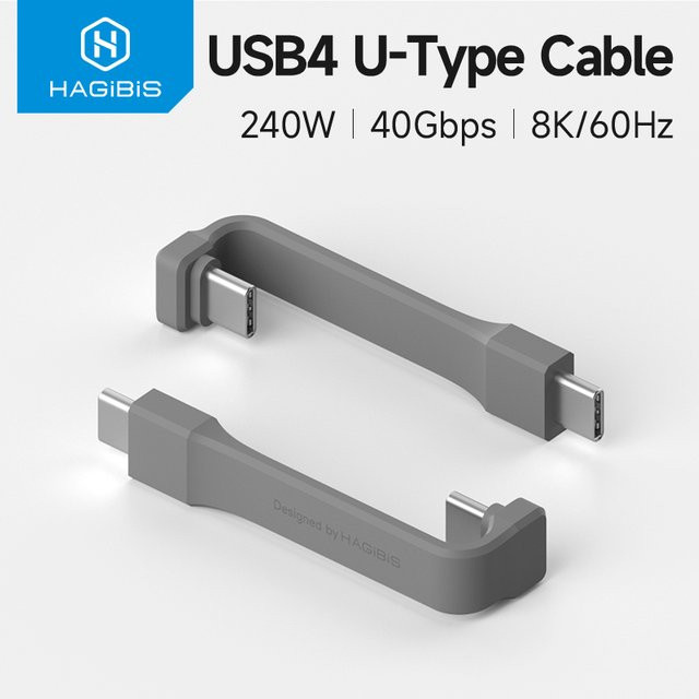 Hagibis USB4-Kabel USB-C in Grau mit 40 Gbit/s und PD 240 W für schnelles Aufladen von SSD, iPhone 16 und USB-DAC- sowie AMP-Kopfhörerverstärkern - Bild 1