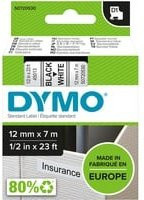 DYMO D1 Schriftbandkassette aus Polyester, Farbe: Weiß, Schriftfarbe: Schwarz, Breite: 12 mm, Länge: 7 m - Bild 2
