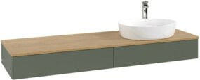 V&B Waschtischunterschrank Antao ohne Frontstruktur in Eiche Honig mit grauer Lackierung, B/T: 160 x 50 cm - Bild 1