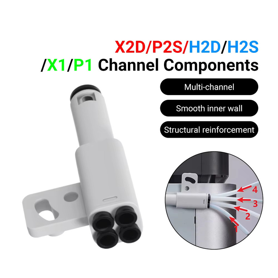Bambu MS Lite 4-in-1 PTFE-Rohr Filament-Hub mit Fünf-Wege-Schalter für P2S P1S X1 Carbon 3D-Drucker in Weiß - Bild 2