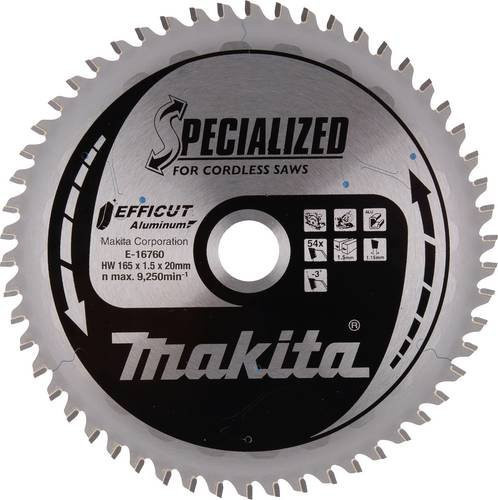 Makita EFFICUT Kreissägeblatt für Metall, Farbe: Silber, Durchmesser: 165 mm, Bohrung: 20 mm, Zähnezahl: 54 - Bild 1