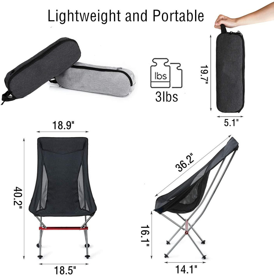 Binchi Outdoor Product Ultraleichter Campingstuhl aus Aluminiumlegierung, klappbarer Mondstuhl für Strand, Picknick und Angeln - Bild 2