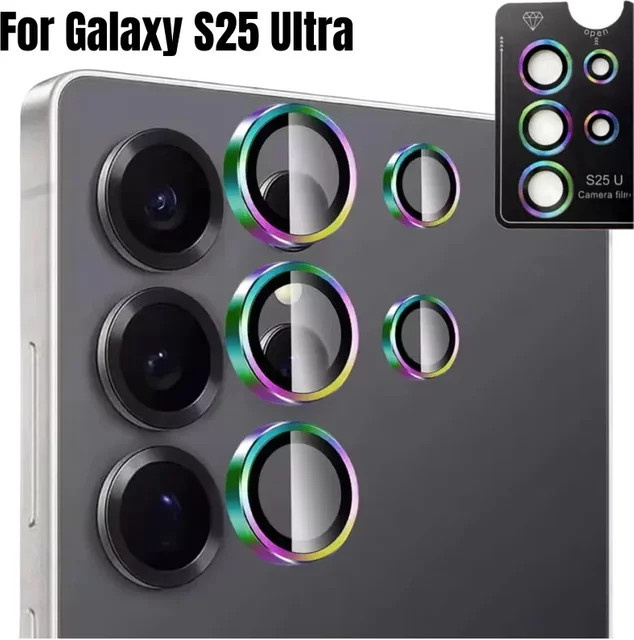 Metall Kamera Objektiv Schutz für Samsung Galaxy S26 Ultra, S25 Plus und S25 Ultra, Legierung Ring mit Glasabdeckung und Positionierer, Farbe: Purple - Bild 1