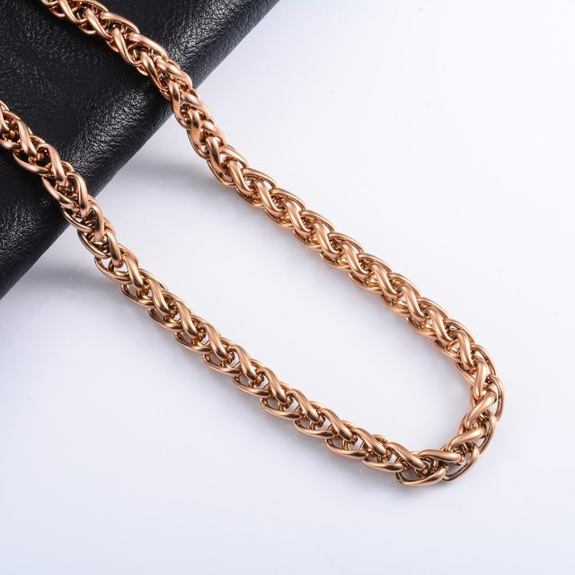 Halskette Weizenkette Edelstahl, Roségoldbeschichtet, 51 cm, Unisex - Bild 1
