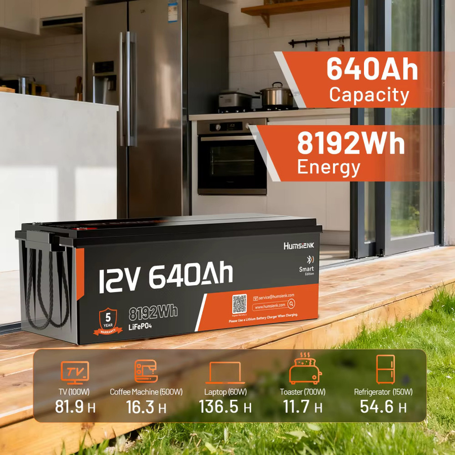 Humsienk 12V 600Ah LiFePO4 Lithium-Eisenphosphat-Batterie mit APP-Überwachung und 250A BMS in Schwarz - Bild 6
