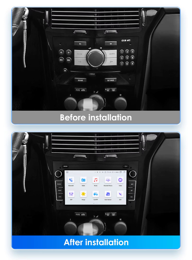 Hizpo 7 Zoll Autoradio Multimedia mit CarPlay, WIFI und Bluetooth für Opel Astra H J, Vectra, Vauxhall Antara, Zafira, Corsa C D, Vivaro und Meriva in Schwarz - Bild 2