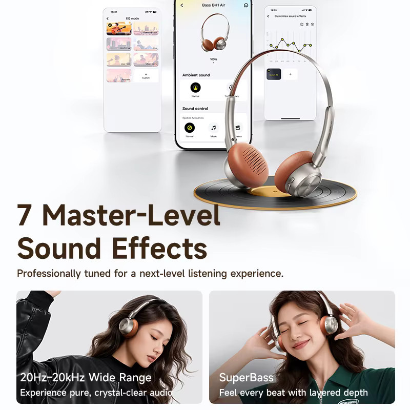 Baseus BH1 Air Kabellose Over-Ear-Kopfhörer mit Bluetooth 6.0 und ENC Geräuschunterdrückung in Silber - Bild 3
