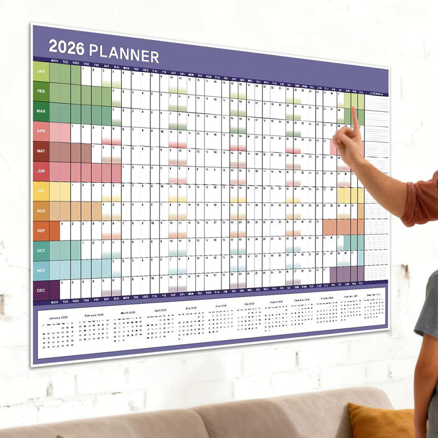Großer Wandkalender 2026 mit Tipps-Etiketten für Schule und Zuhause, B/H: 73,66 x 50,8 cm - Bild 3