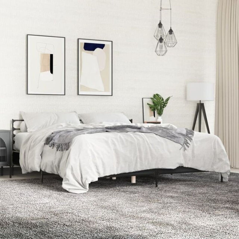 Modernes Doppelbett Vidaxl aus Holz und Metall in Schwarz B/T: 200 x 200 cm - Bild 1