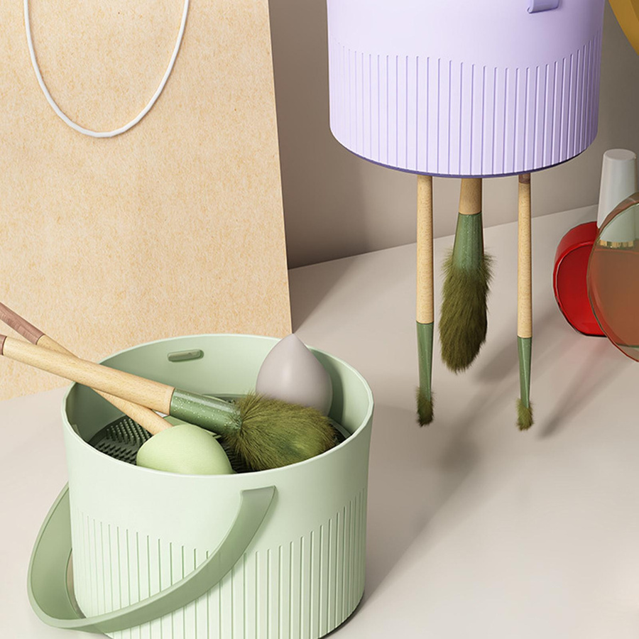 Make-up-Pinselreiniger Beauty Blender Schwamm Reinigungsschüssel 3-in-1-Werkzeug, kaffeebraun - Bild 3