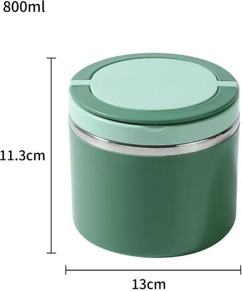 WIKHOSTAR Thermosbehälter aus Edelstahl als isolierte Lebensmittel-Thermodose für Suppen und Lunchboxen, Grün, 800 ml - Bild 1