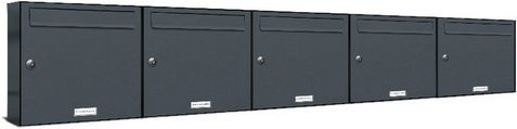 AL Briefkasten 5-Parteien Briefkasten für Aufputzmontage, grau, B/H/T: 191,5 x 34,5 x 11,6 cm - Bild 1