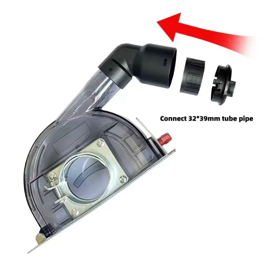 Vibratite Staubschutzhaube für 4 und 5 Zoll Winkelschleifer mit einstellbarer Tiefe und Vakuumanschluss, transparent - Bild 2