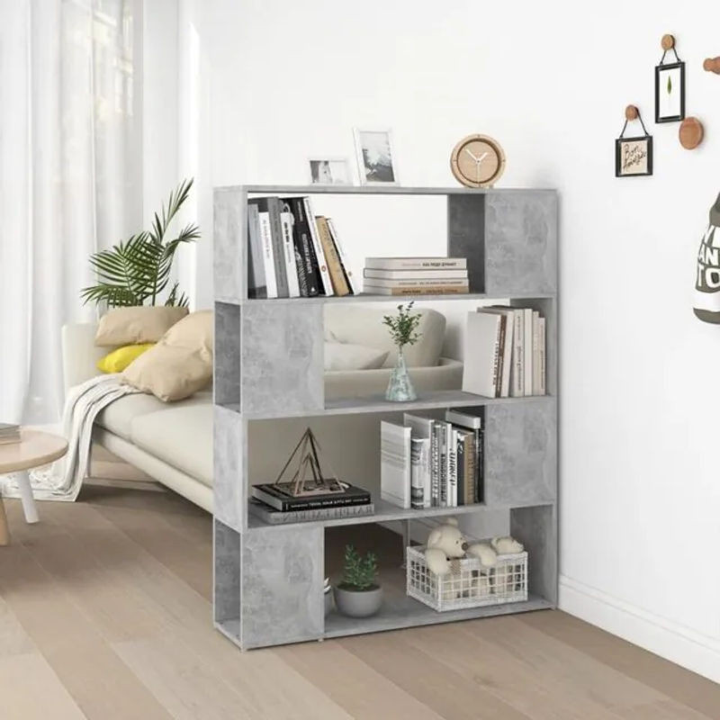 Vidaxl Bücherregal Raumteiler in Grau im Industrial Design, B/T/H: 100 x 24 x 124 cm - Bild 1