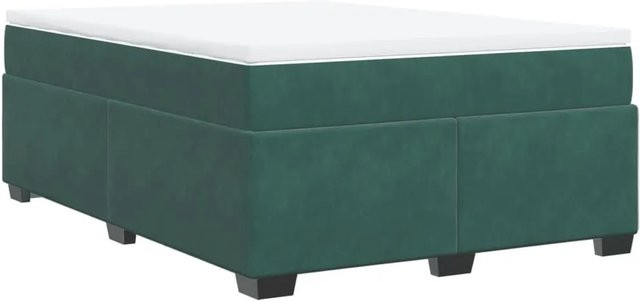 vidaXL Boxspringbett mit Matratze Dunkelgrün aus Samt, Hybrid-Bett mit Taschenfederkern, B/T: 160 x 200 cm - Bild 1