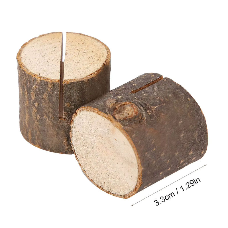10 Stück Qiilu Tischkartenhalter aus Holz in Braun für Hochzeiten im rustikalen Design - Bild 6