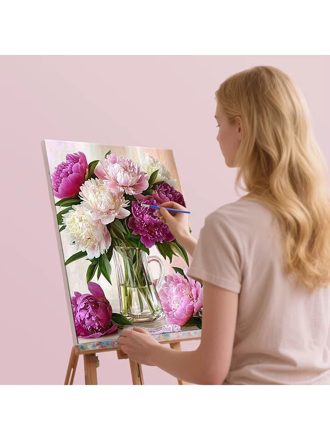 HUACAN Malen nach Zahlen, Rosenblüten, Sonnenblumen, Leinwand-Malsets - Bild 2