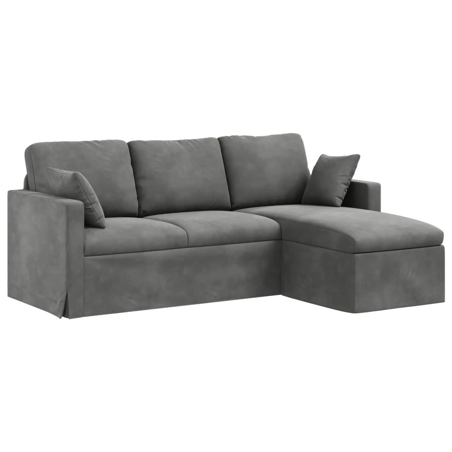 vidaXL Ecksofa aus Samt in Dunkelgrau mit Metallrahmen, B/T/H: 198 x 134 x 80 cm - Bild 2