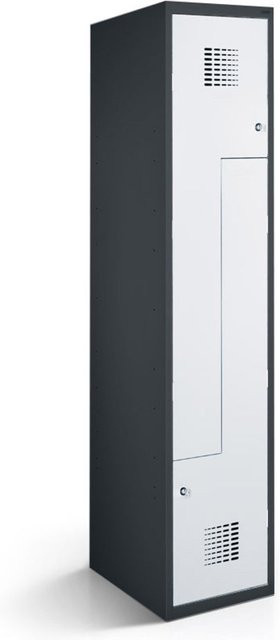 rotstahl Z-Spind mit 2 Türen, Korpus Anthrazitgrau und Türen Hellgrau, B/T/H: 30 x 50 x 180 cm - Bild 1