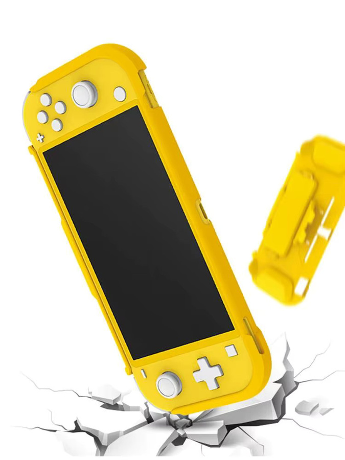 Dobe Schutzhülle TNS-19121 für Nintendo Switch Lite in Gelb mit integriertem Ständer und Platz für 4 Spielkassetten - Bild 3