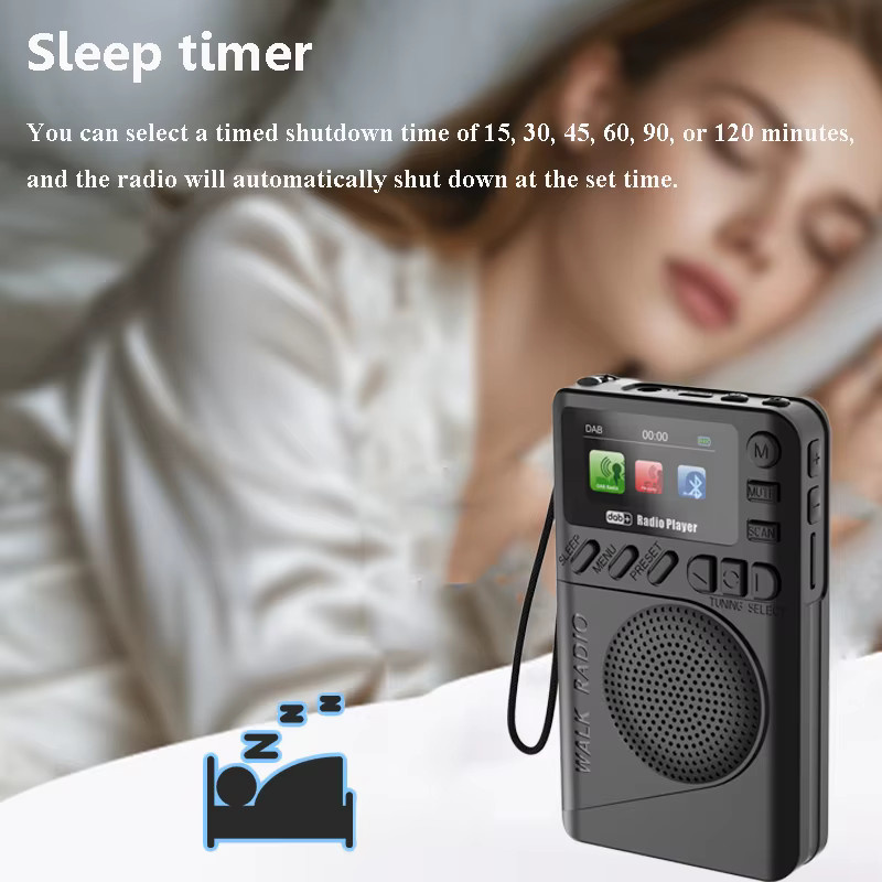 luxuglow Mini-Taschenradio mit DAB+/FM, Bluetooth-Lautsprecher und LCD-Display in Schwarz, MP3-Player mit TF-Karten-Unterstützung und Schlaf-Timer - Bild 4