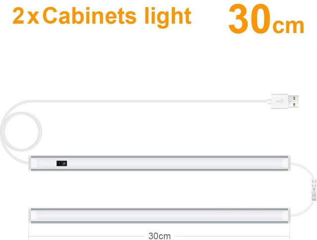 Lcamaw Lighting LED USB Nachtlicht in Warmweiß mit Bewegungssensor und Handwellenschalter für Küche und Schlafzimmer, Länge: 30 cm - Bild 1