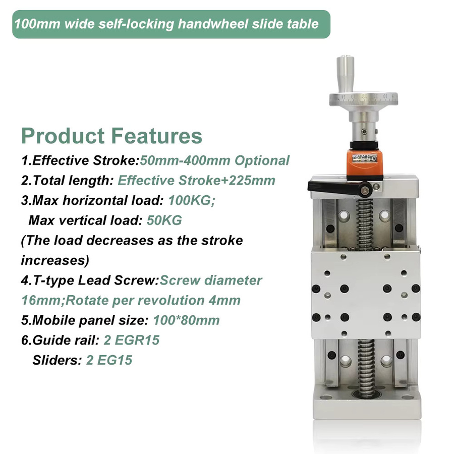 YUN DUAN T-förmiger manueller Schiebetisch mit digitaler Anzeige, selbstsperrende Linearschiene, Z-Achsen-Linearantrieb, Farbe: Silber, Breite: 100 mm, Tragkraft: 100 kg - Bild 2