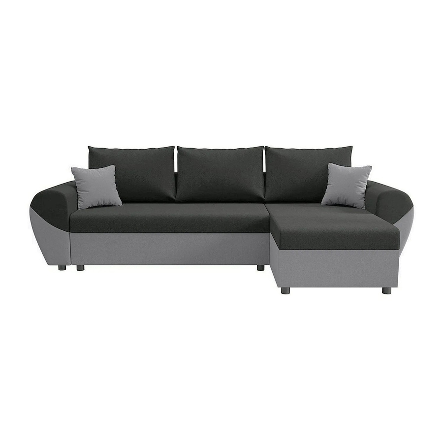 Vente-unique Schlafsofa Lierno in L-Form, Stoff, Schwarz-Grau, Breite: 265 cm - Bild 2