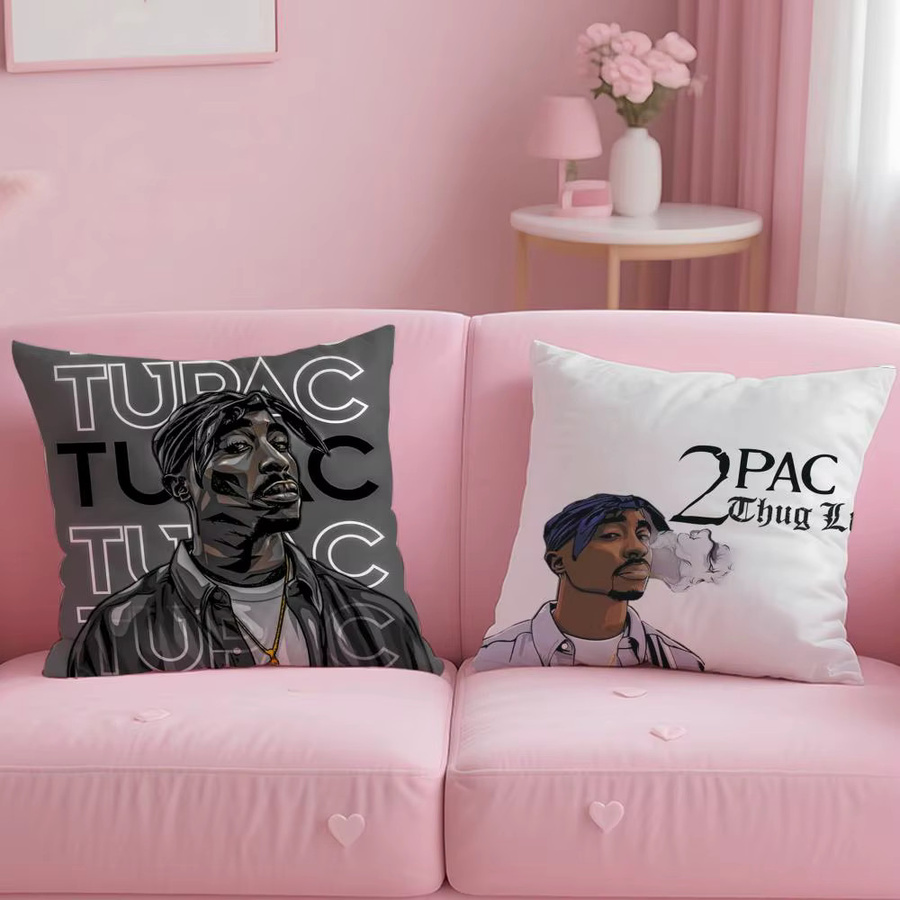2P-PAC Tupac S-Shakur Kissenbezug, quadratisch, Schwarz, Breite: 30,0 cm - Bild 2
