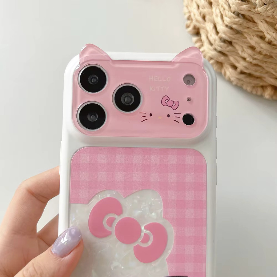 Sanrio Hello Kitty Handyhülle mit Katzenohren für iPhone 17 Pro 16 15 Pro Max in Pink, stoßfeste Acryl-Schutzhülle - Bild 4