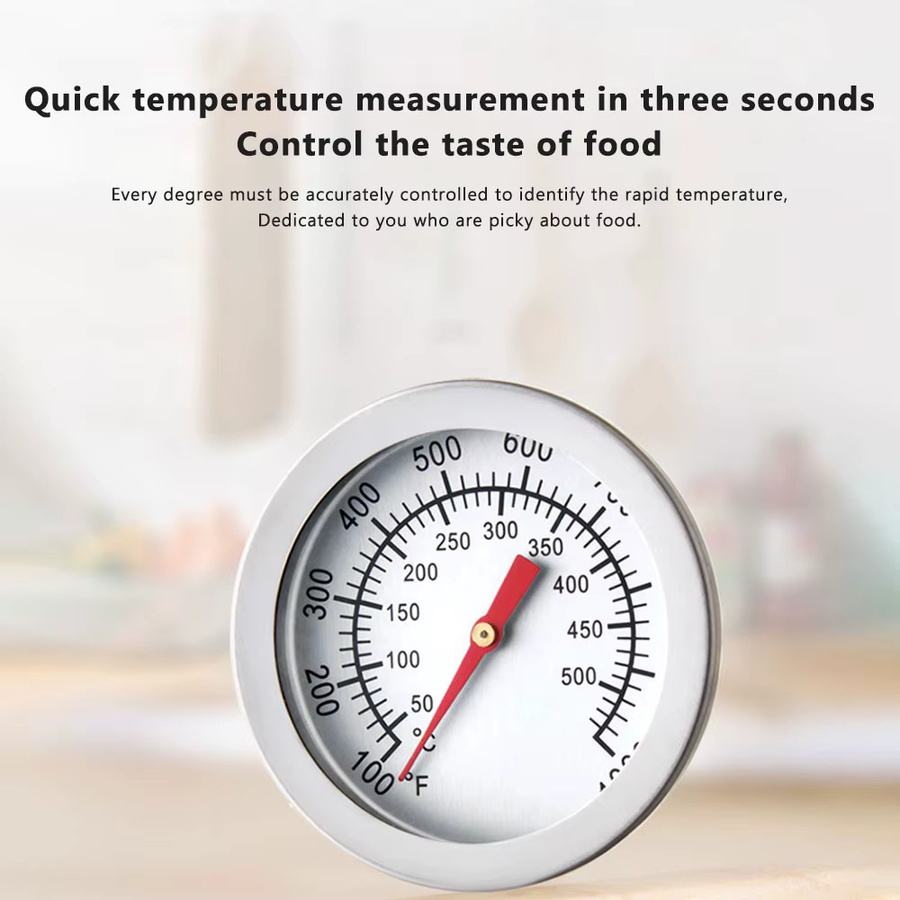 Voktta Bimetall BBQ Thermometer aus Edelstahl mit analoger Temperaturanzeige für Grill und Smoker in Silber und Weiß - Bild 2