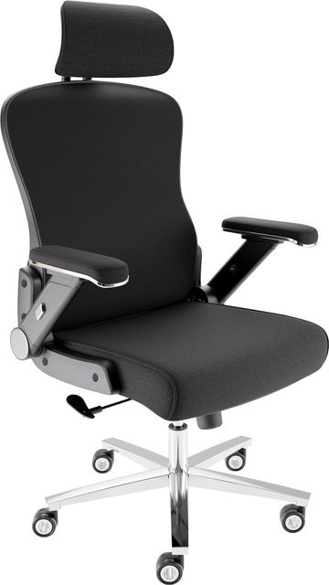CLOUVOU PowerSeat Ergonomischer Bürostuhl mit Kopfstütze und Armlehnen in Schwarz aus Stoff - Bild 1
